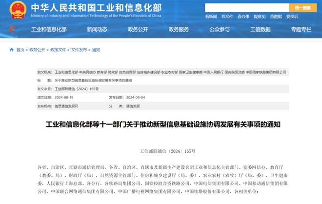 CQ9电子十一部门关于推动新型信息基础设施协调发展有关事项的通知(图1)